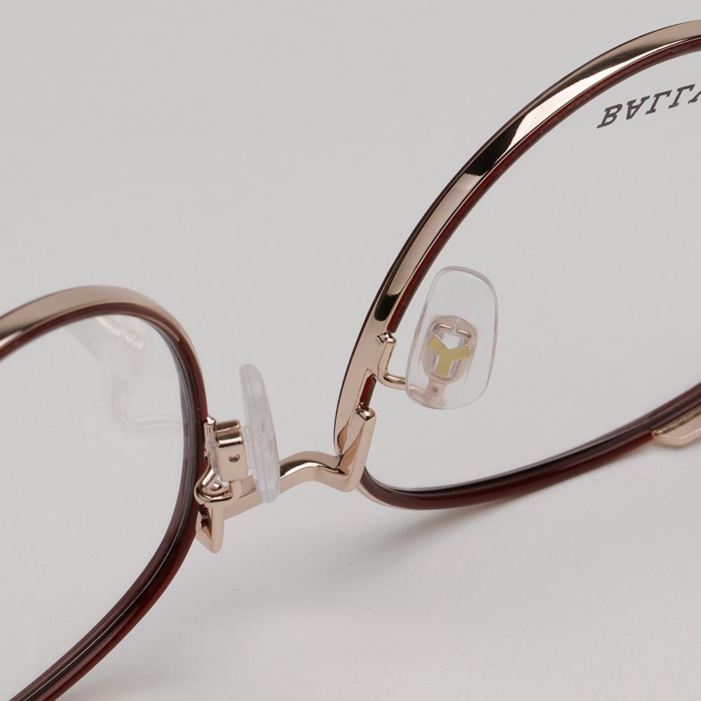 BALLY Burgundy Round Metal Eyeglass Frame Lightweight Gold Rim Unise BY5034H 071