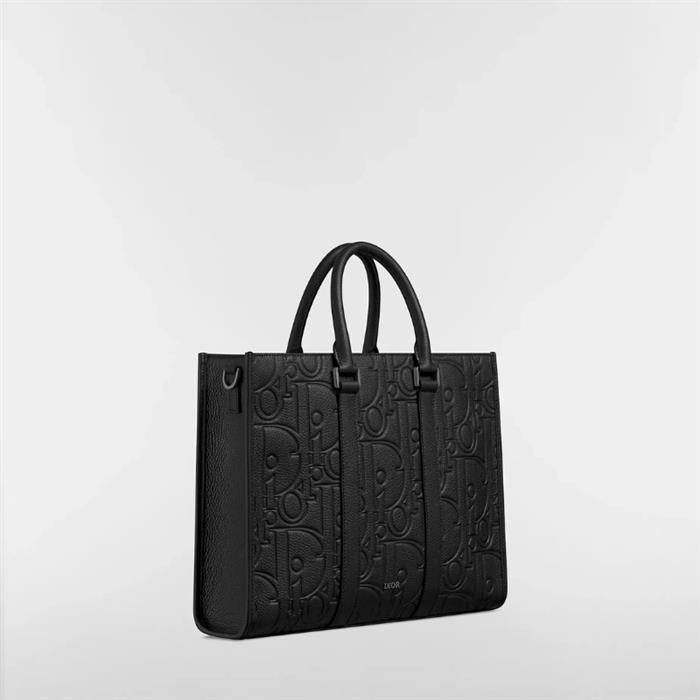 DIOR East-West Medium Tote Bag Black Leather Crossbody