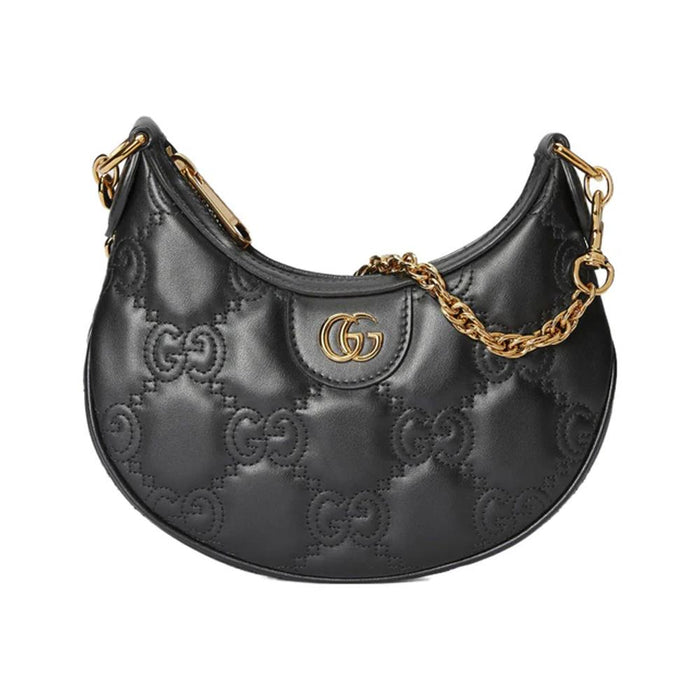 GUCCI GG Matelassé Leather Shoulder Crossbody Bag Black