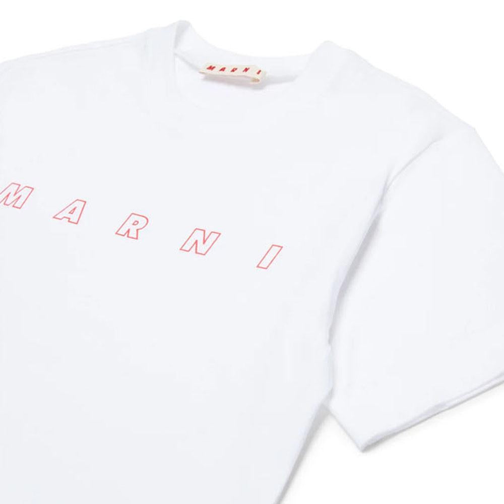 Marni Women’s Kids Logo T-Shirt White Cotton Top