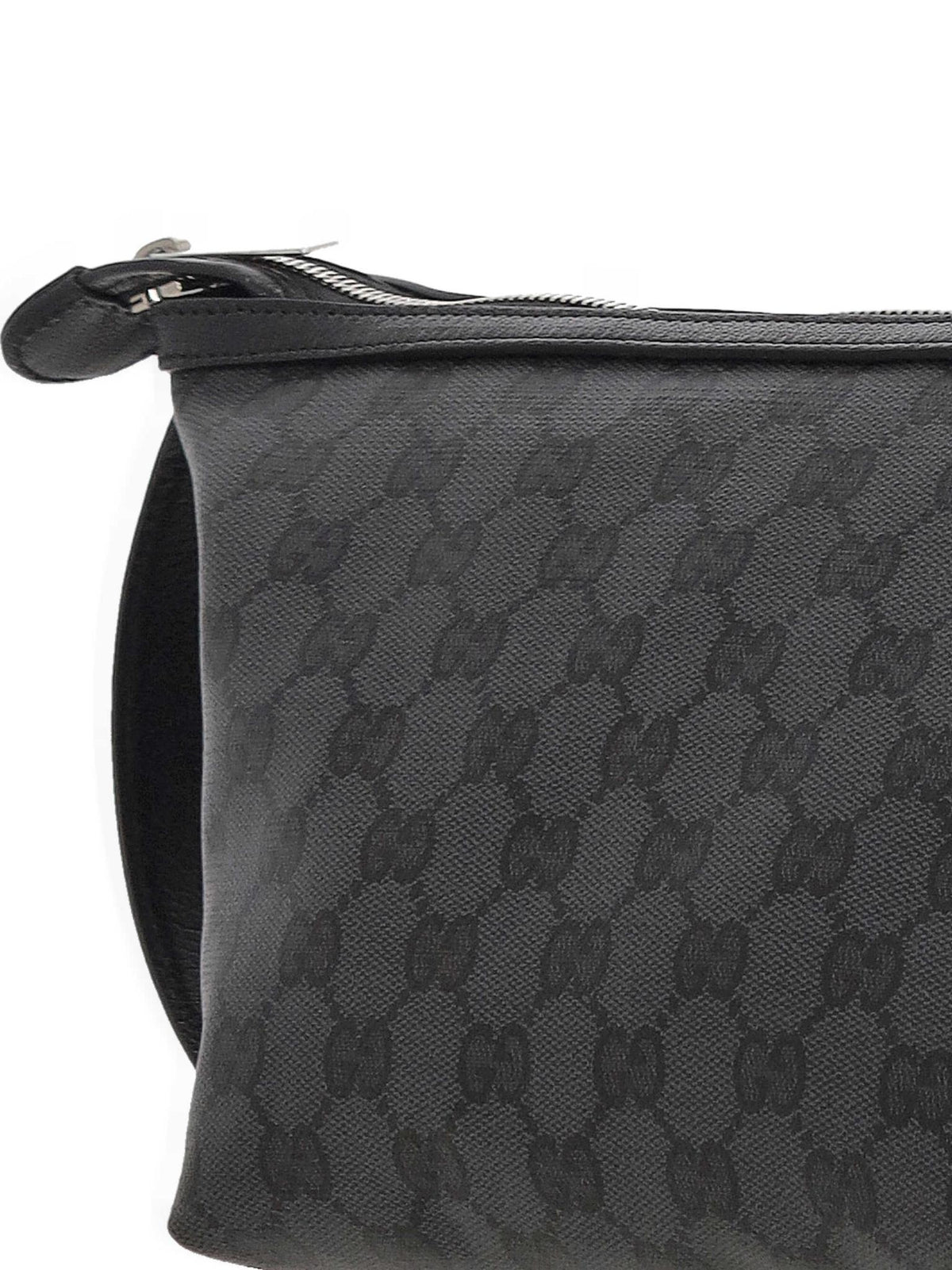 GUCCI Black Leather Zip Clutch Bag