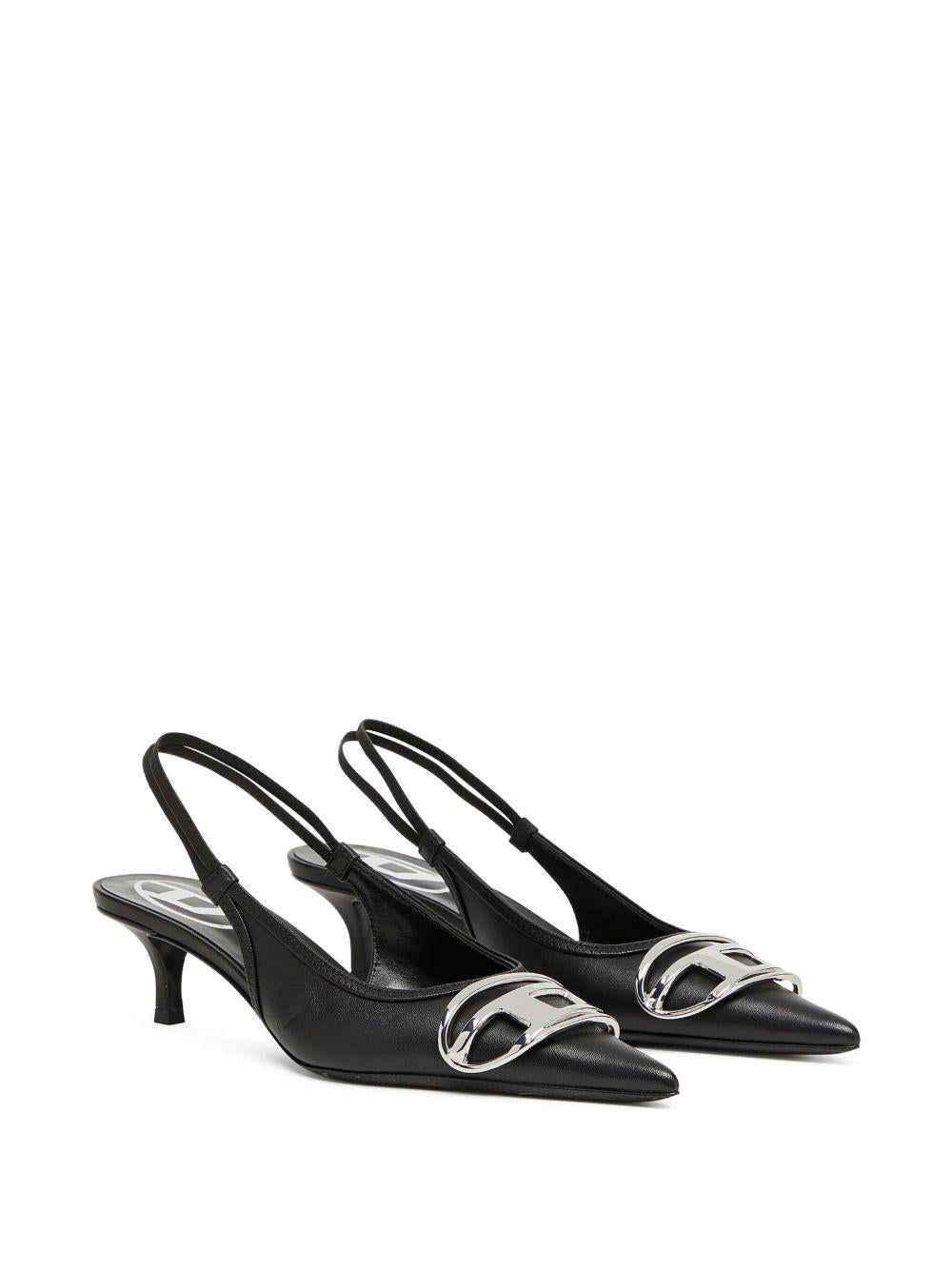 DIESEL Black Leather Slingback Pumps
