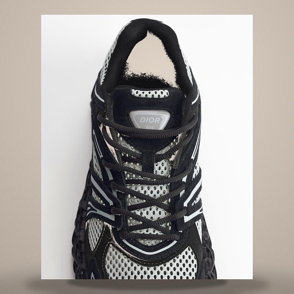 DIOR Black Suede Calfskin and Technical Fabric Low-Top Sneakers 3SN323AAY H969