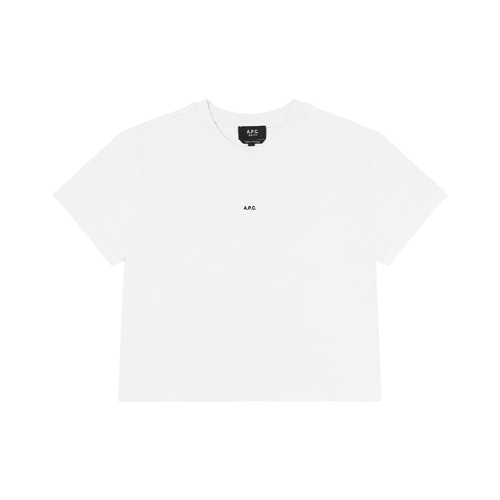 A.P.C. Micro Logo Boxy T-Shirt White/Black Short Sl COHBW F26387 TAG WHITE BLACK