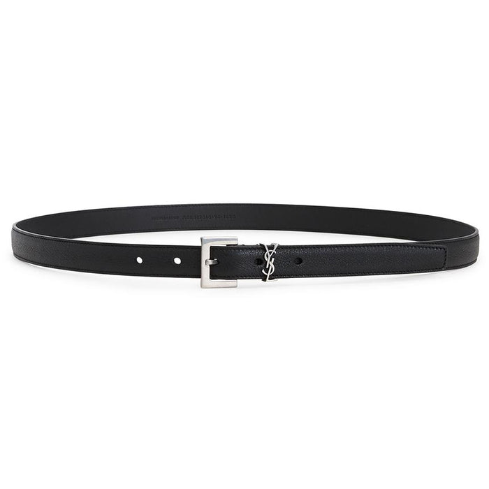 Saint Laurent Monogram Leather Belt Black Men’s