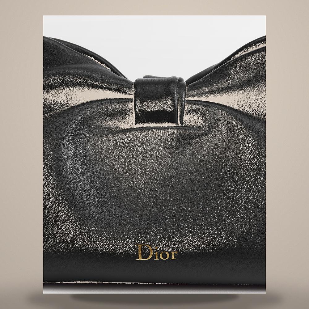 DIOR Black Lambskin Dior Bow Bag Medium Shoulder Bag M0714OUQO M900