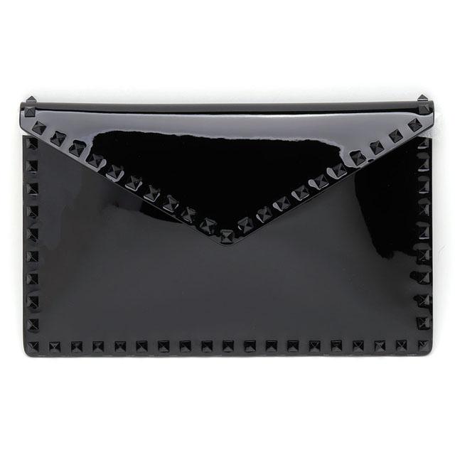 VALENTINO Rockstud Leather Pouch Clutch Bag Unisex Black UW2P0P56 PND 0NO