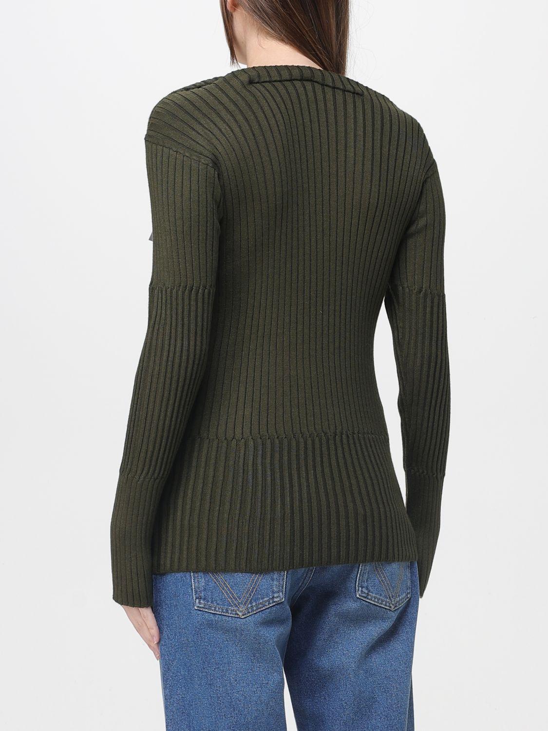 Bottega Veneta Green Wool V-Neck Knit Sweater