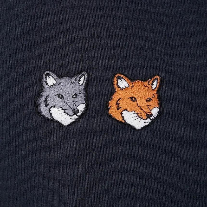 Maison Kitsune Double Fox Head Short Sleeve T-Shirt Anthraci OM011C FKJ0118 P190