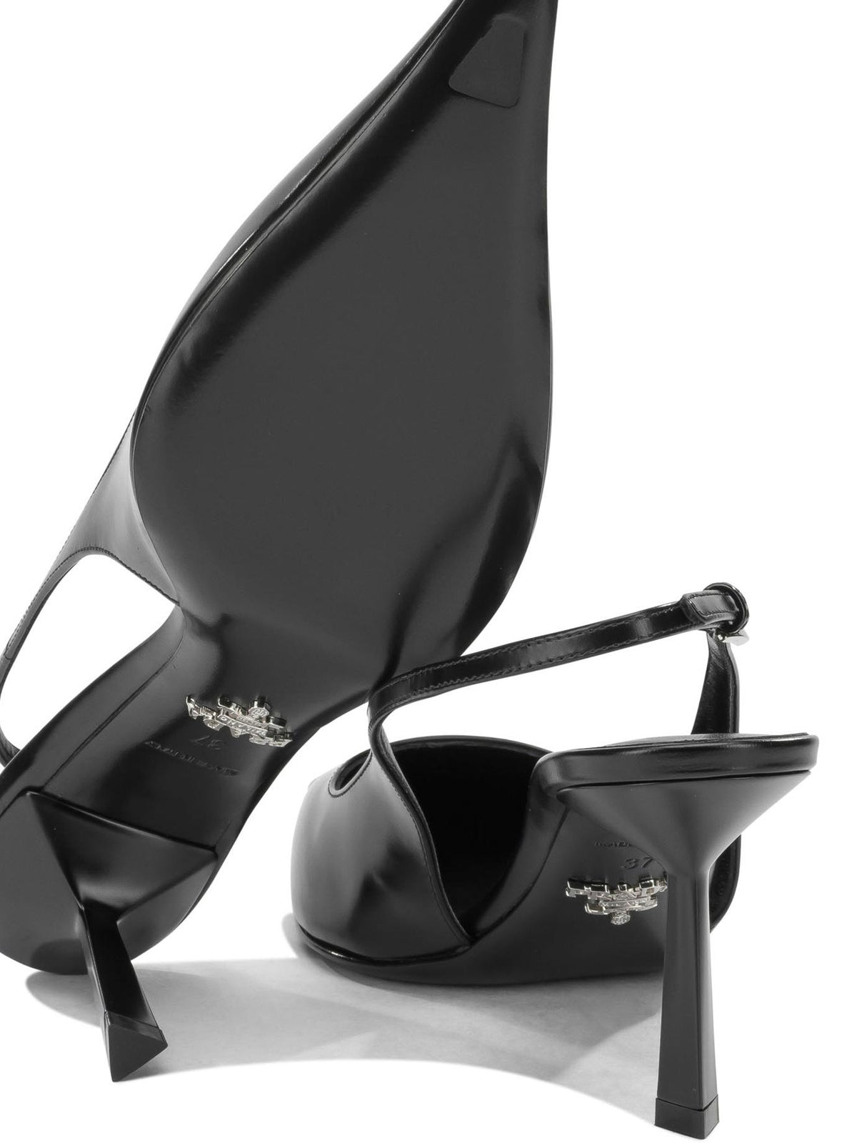 PRADA Black Patent Leather Slingback Pumps