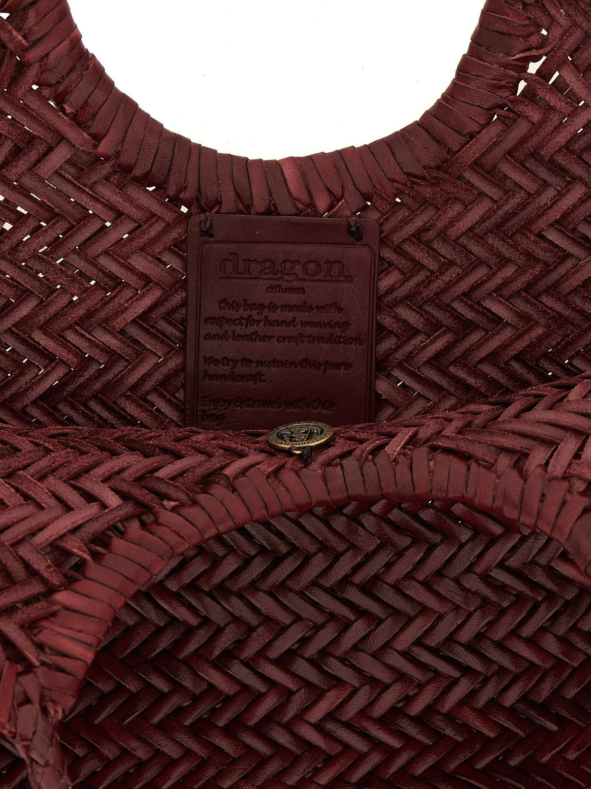 Dragon Diffusion Woven Leather Shoulder Bag Bordeaux