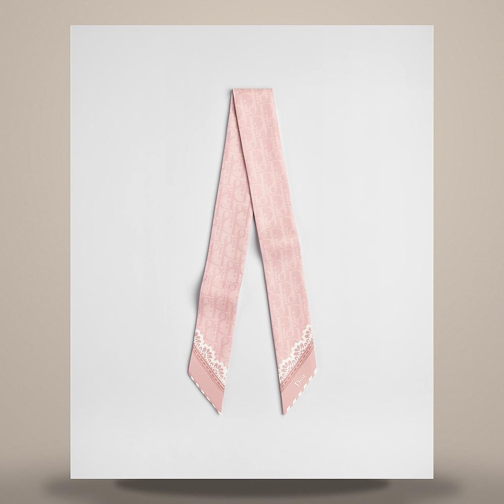 DIOR Pink Silk Twill Medalion Mitzah Scarf 62TM106I6045 C428