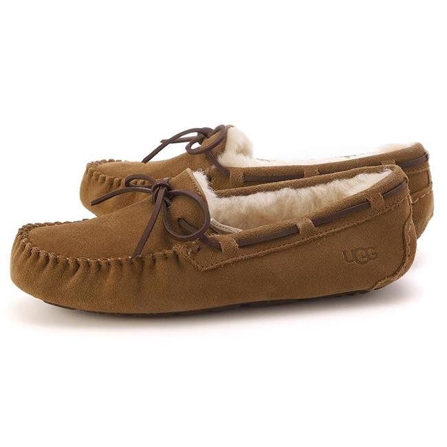 Ugg Dakota Moccasin Fur Lined Flat Shoes Chestnut Women 1107949 CHE