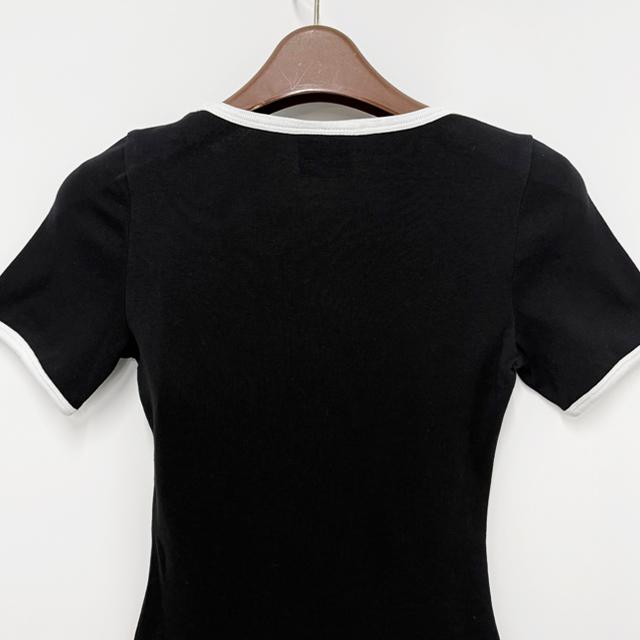 courreges Logo Contrast Short Sleeve Mini Dress 225JRO600JS0203 9901