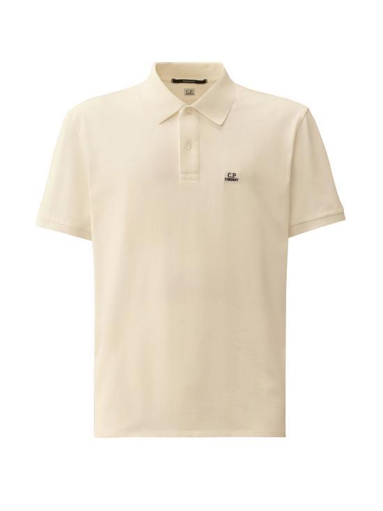 CP Company Gauze White Cotton Polo Shirt for Men