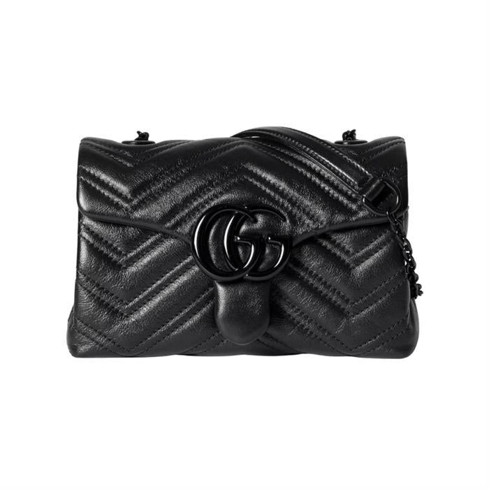 GUCCI GG Marmont Mini Shoulder Bag Black Leather