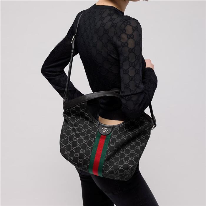 GUCCI Ggilio Small Black Leather Tote Bag