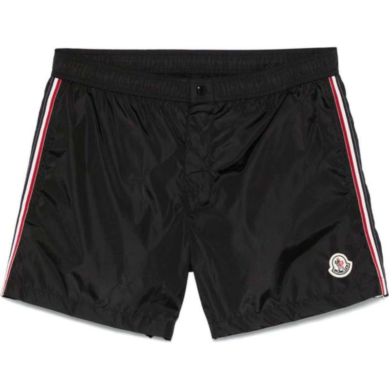 Moncler Logo Patch Tricolor Black Swim Shorts