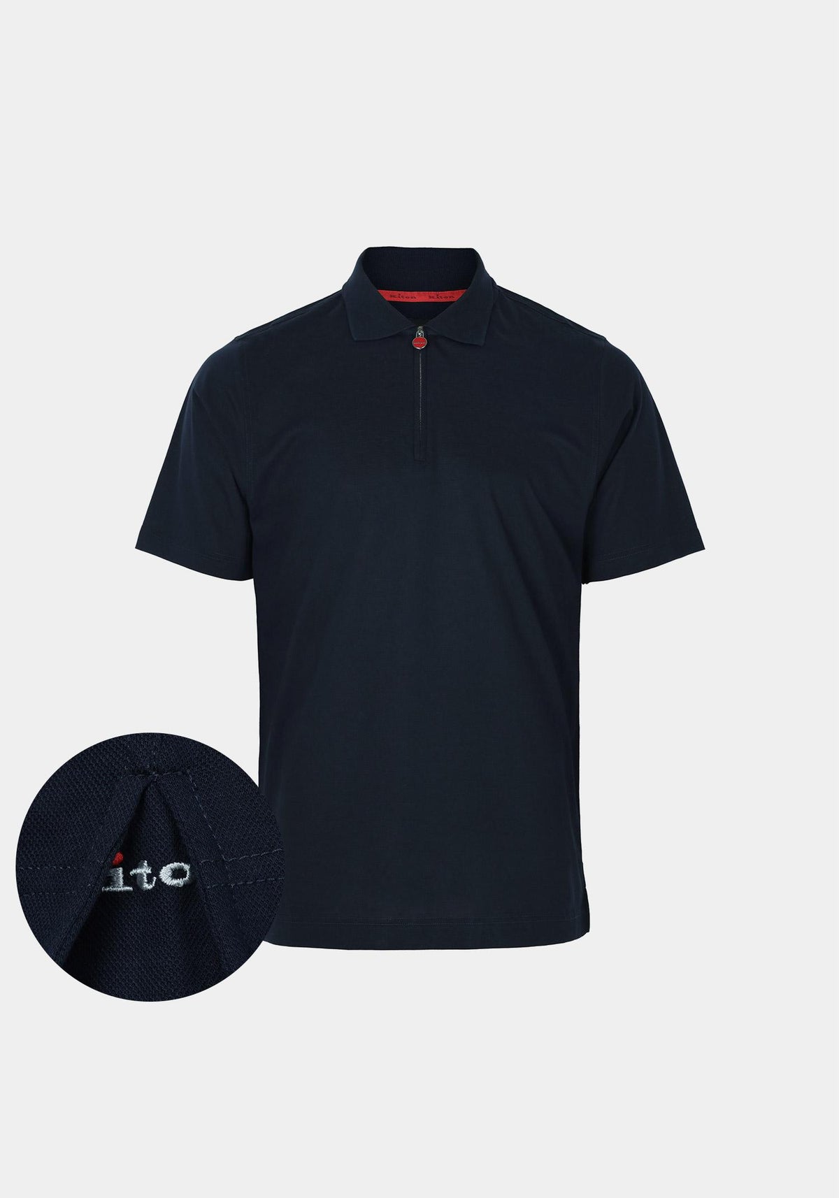 Kiton Navy Half Zip Polo T-Shirt UMK1171 K4