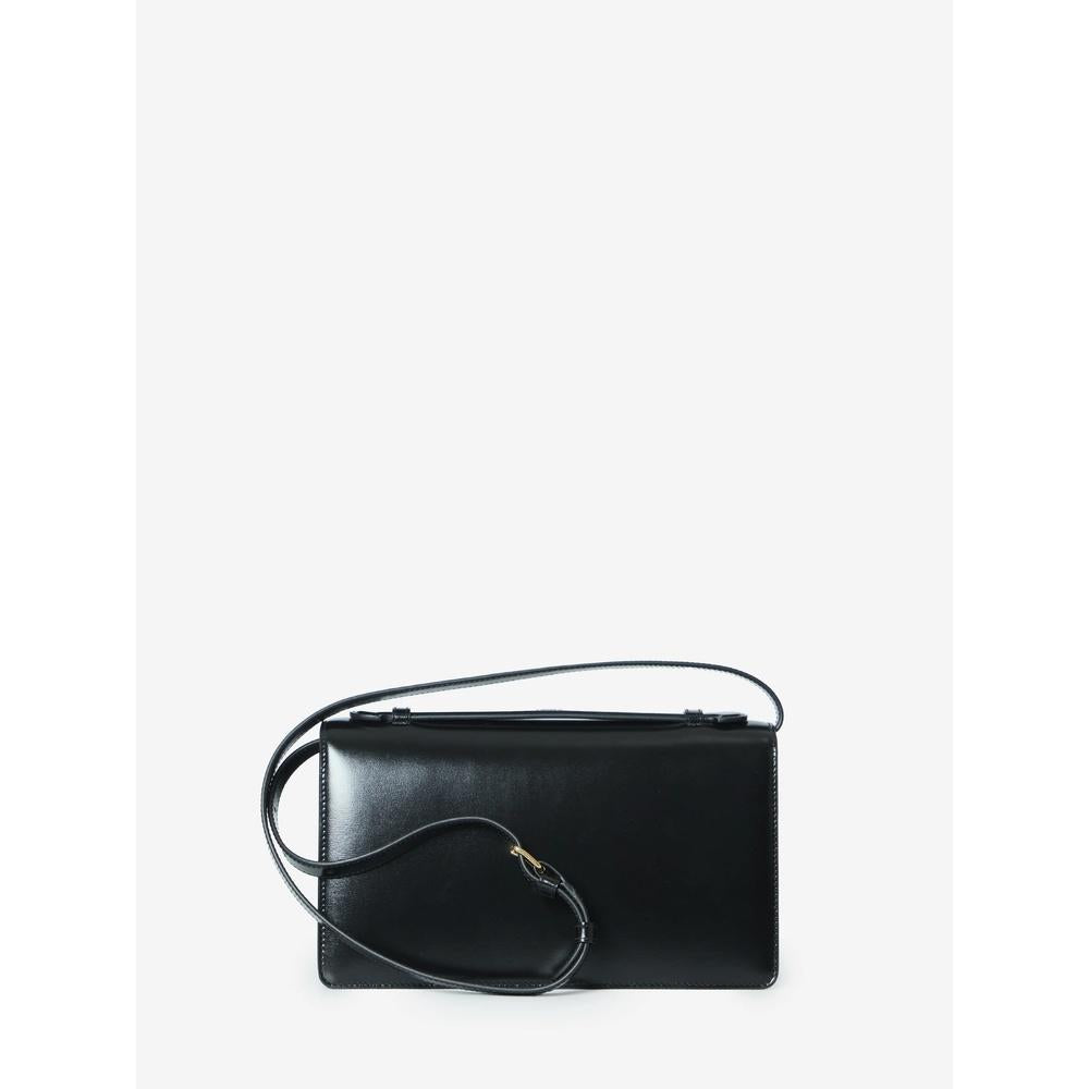 CELINE Medium Triomphe Folio Shoulder Bag Black Leather