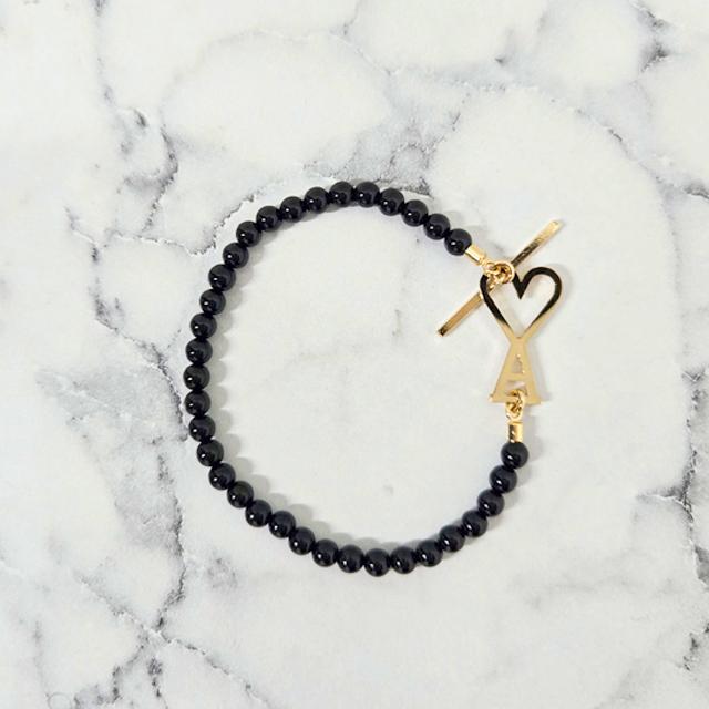AMI Heart Logo Brass Summer Pearl Bracelet UJW457 HW0017 9022