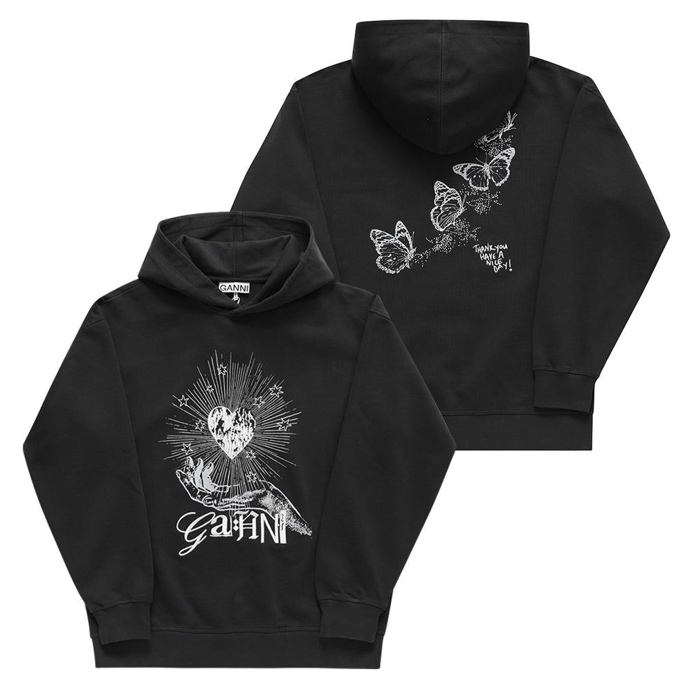 GANNI Isoli Heart Logo Print Hoodie for Women