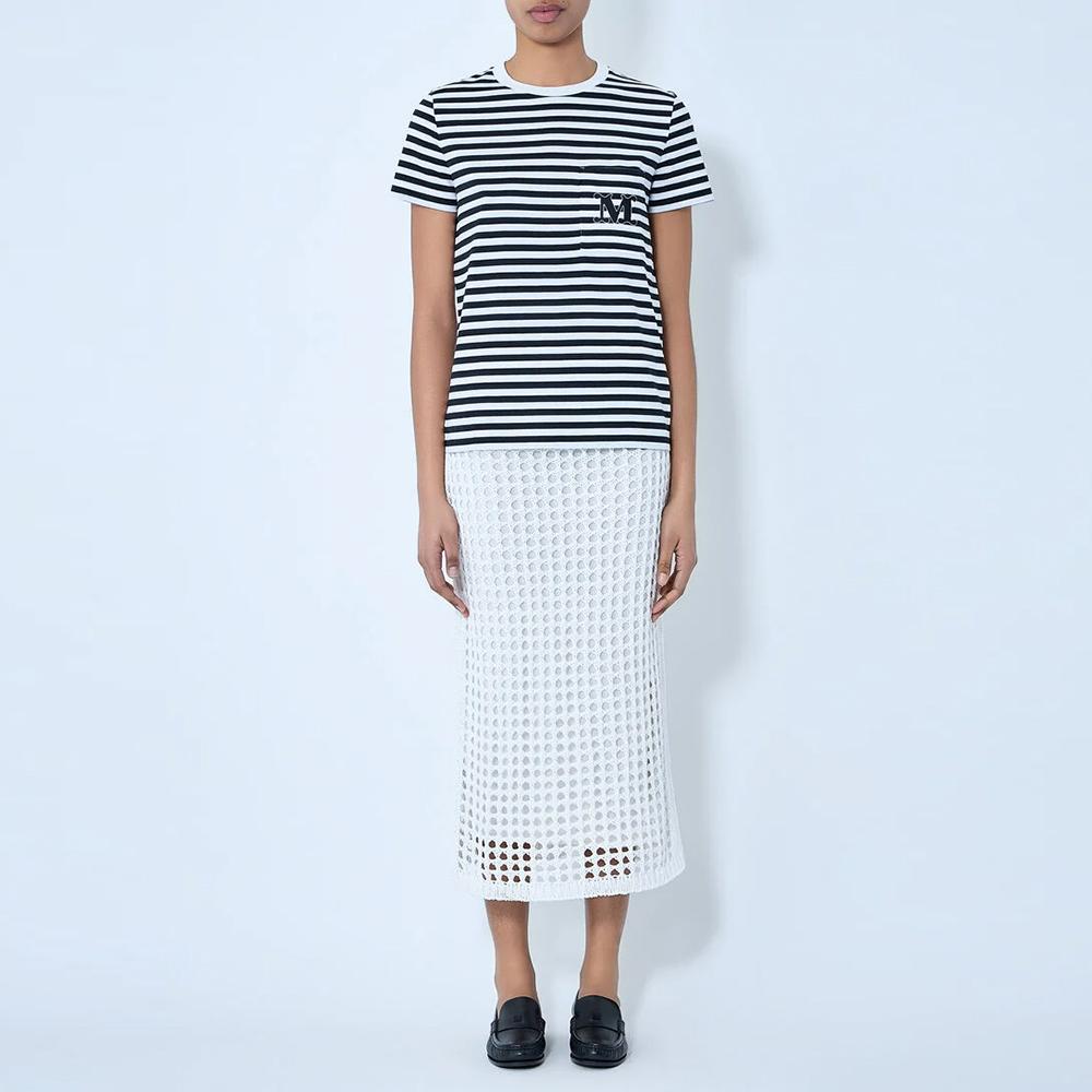 Max Mara Striped Jersey Short Sleeve T-Shirt Black 1941056206 007