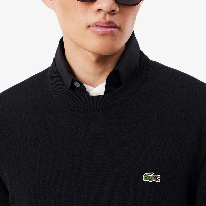Lacoste Organic Cotton Men’s Crewneck Knit Sweater Gray