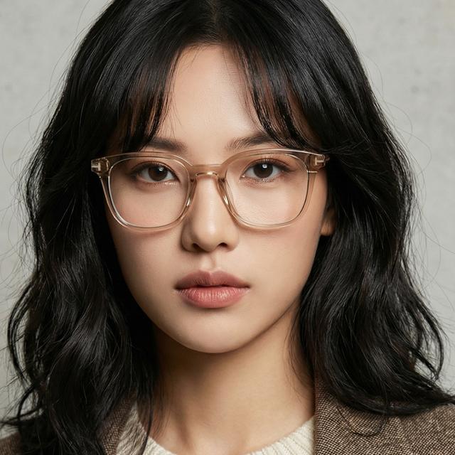 TOM FORD Blue Light Blocking Transparent Brown Square Acetate Eyegl TF5995KB 045