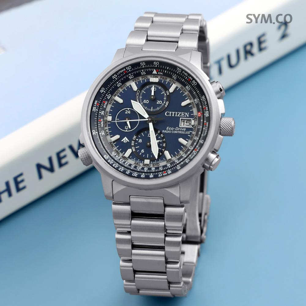 CITIZEN Promaster Chronograph Blue Dial Eco-Drive Men’s Metal Watch AT8300 58L