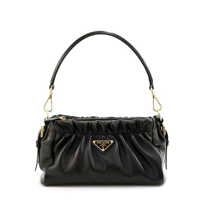 PRADA Nappa Leather Shoulder Bag Black