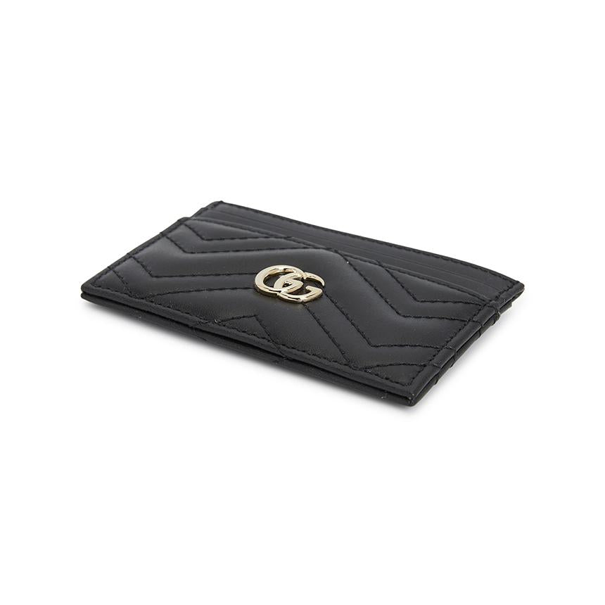 GUCCI GG Marmont Leather Card Holder Black Women’s