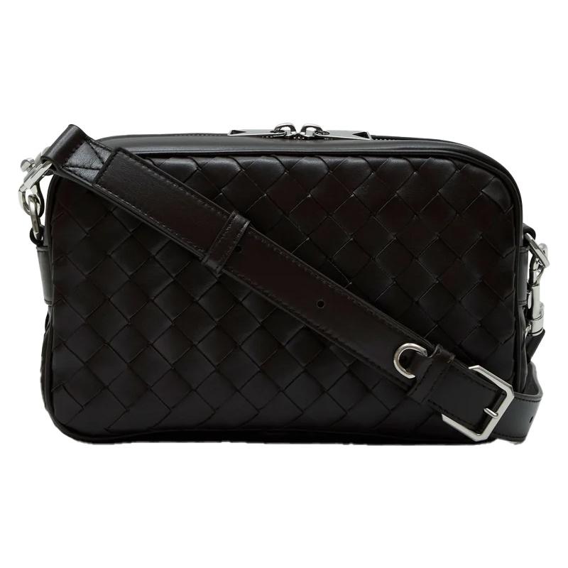 Bottega Veneta Intrecciato Small Camera Bag Brown Leather Crossbody