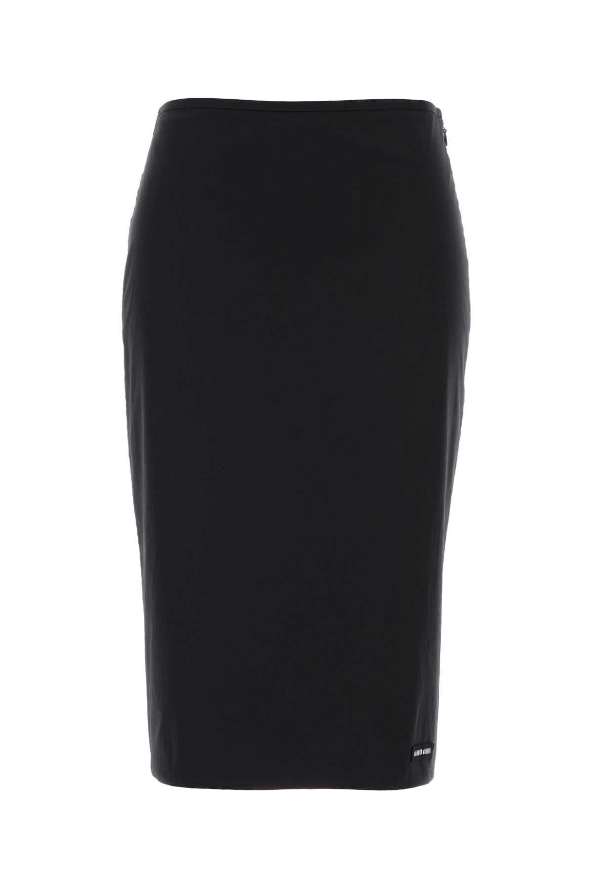 Miu Miu Black Wool Midi Skirt