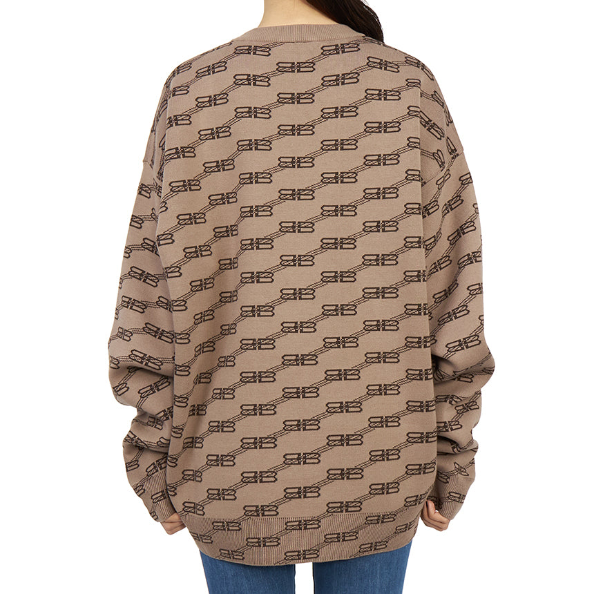 BALENCIAGA BB Monogram Crewneck Wool Sweater Large Fit Women’s