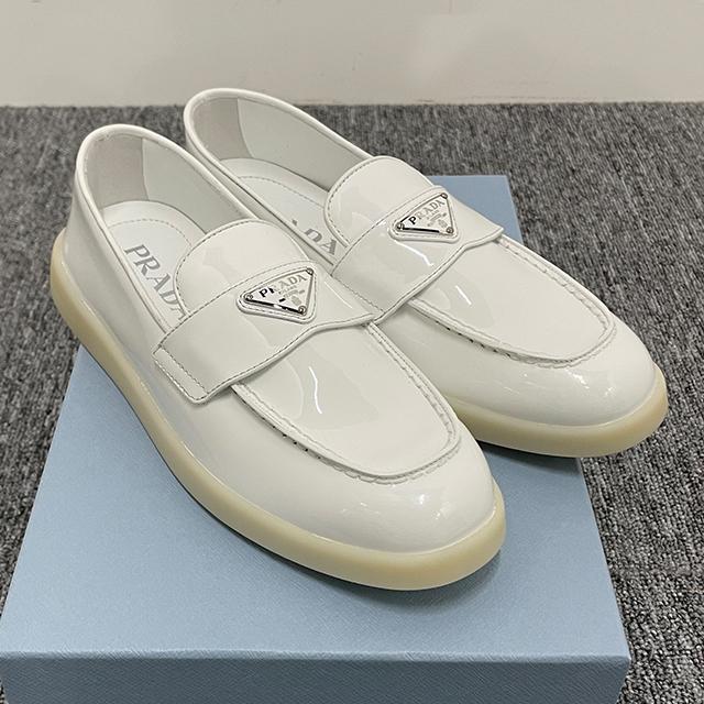 PRADA Women's Patent Leather Triangle Logo Loafers 1D222N 069 F0009