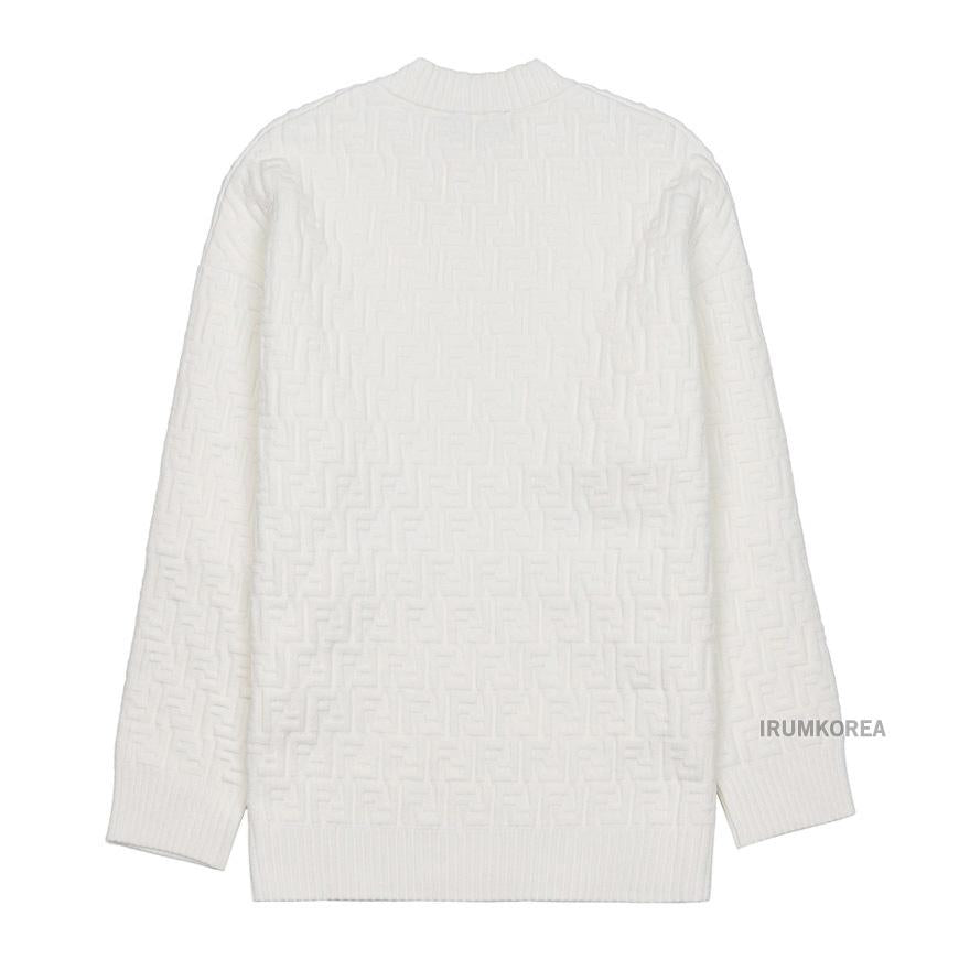 FENDI FF Logo Embossed Round Neck Knit Sweater Women’s FZX810 AJTE F0ZNM