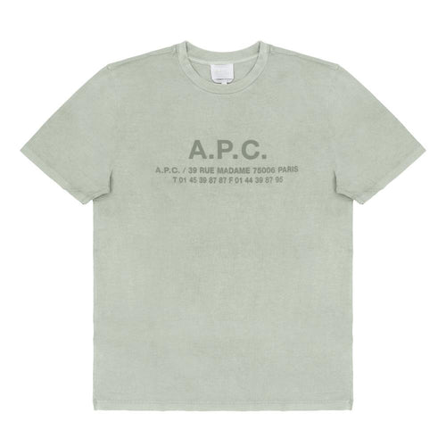 A.P.C. Address Logo Short Sleeve T-Shirt H26570 KAB PALE GREEN