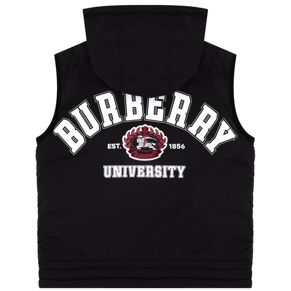 BURBERRY Black Quilted Back Logo Down Vest Women