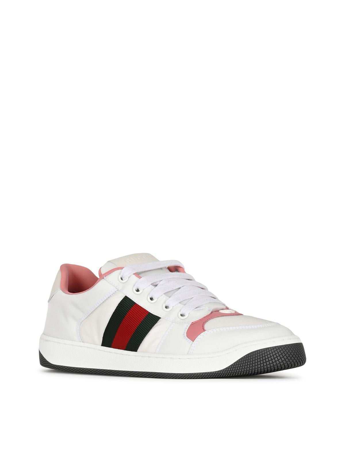GUCCI White Leather Low-Top Sneakers