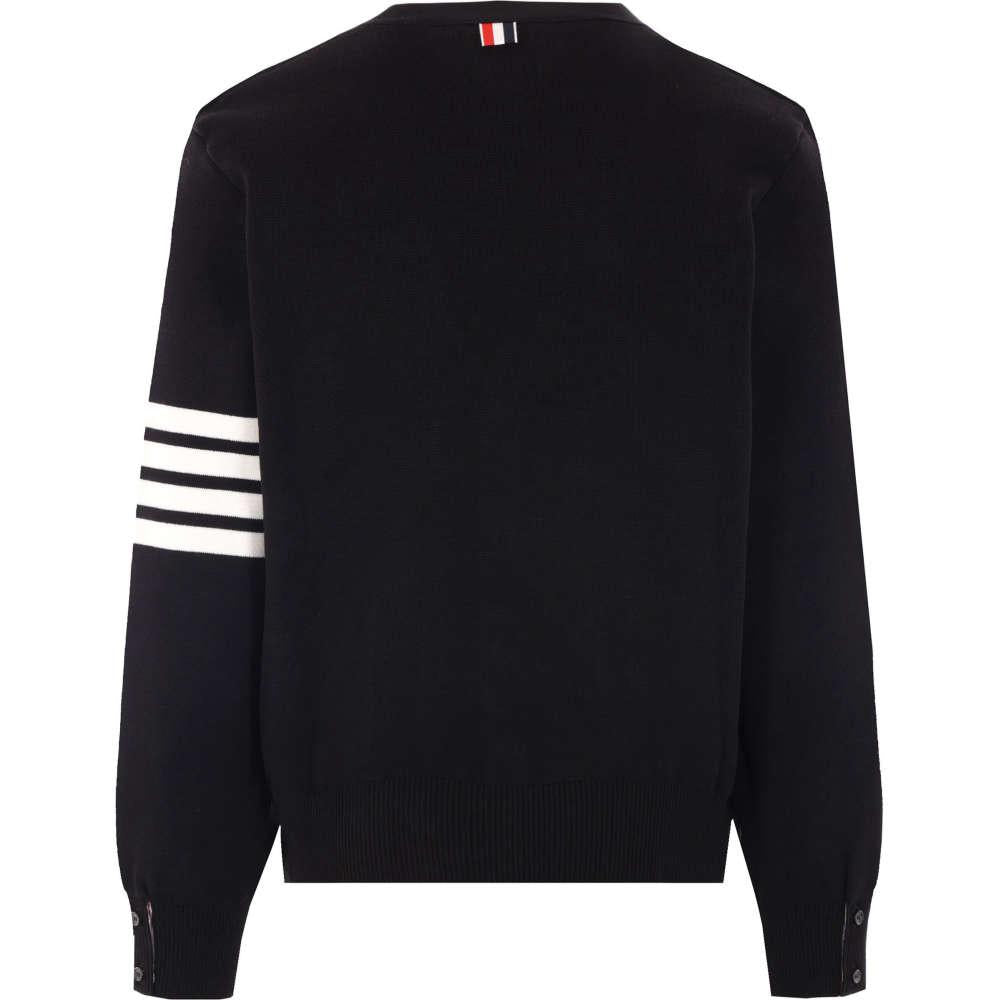 THOM BROWNE Black Milano Stitch Armband Stripe Unisex Cardigan