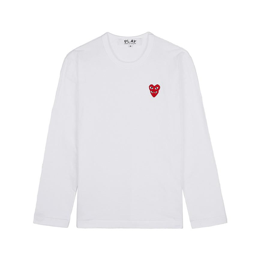 Comme des Garcons Unisex Double Heart Patch T-Shirt AZ T292 051 WHITE