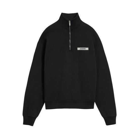 JACQUEMUS Black Cotton Hooded Sweatshirt AJ00174990 BLACK DOM