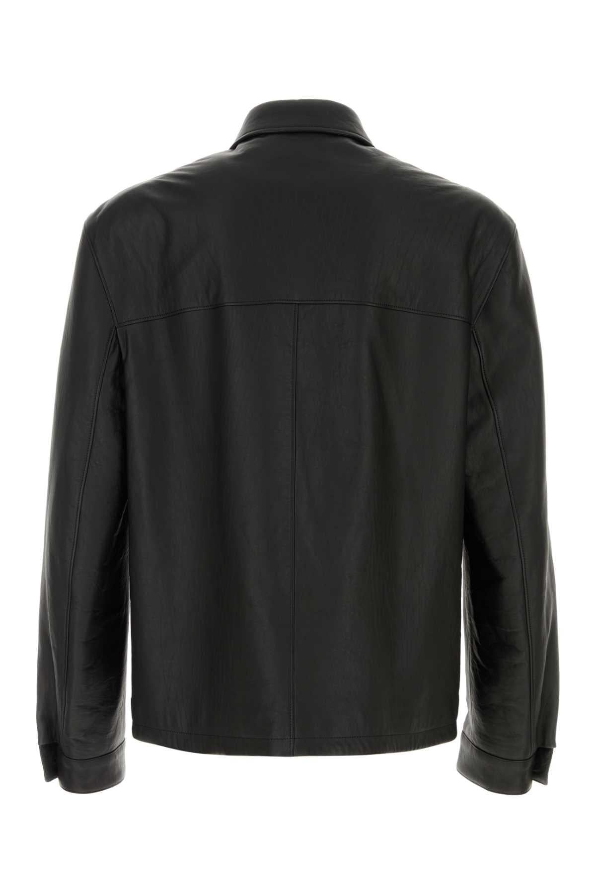 PRADA Black Leather Moto Jacket for Men