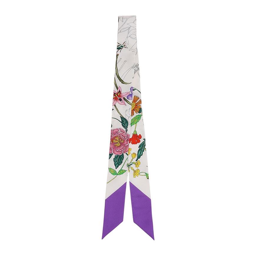 GUCCI Unisex Printed Silk Twill Ribbon Scarf 831699 3G001 9071