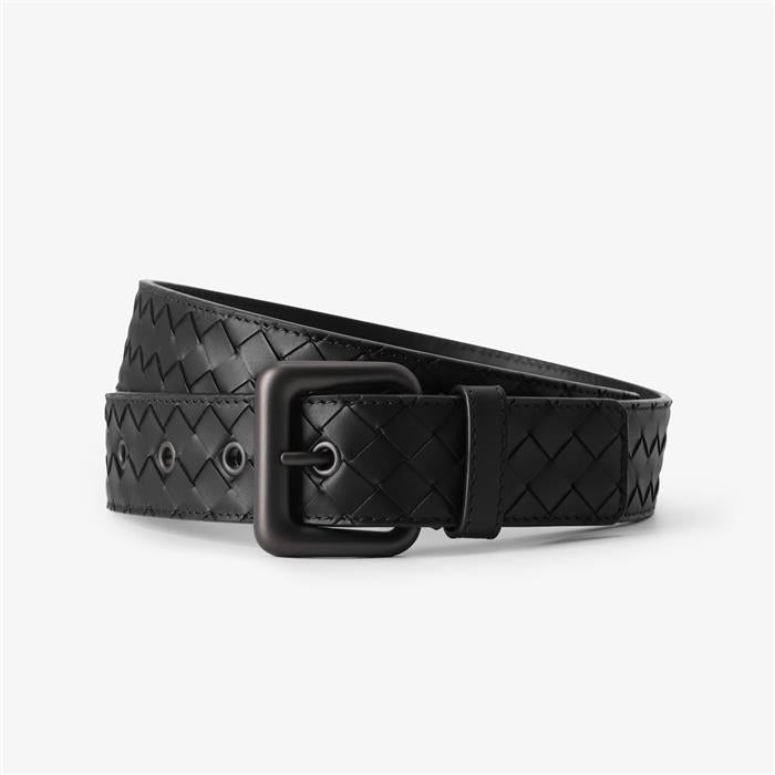 Bottega Veneta Intrecciato VN Black Leather Men's Belt