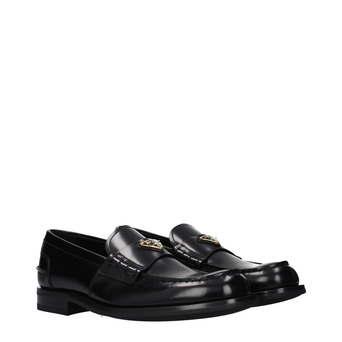 PRADA Black Leather Penny Loafers for Men