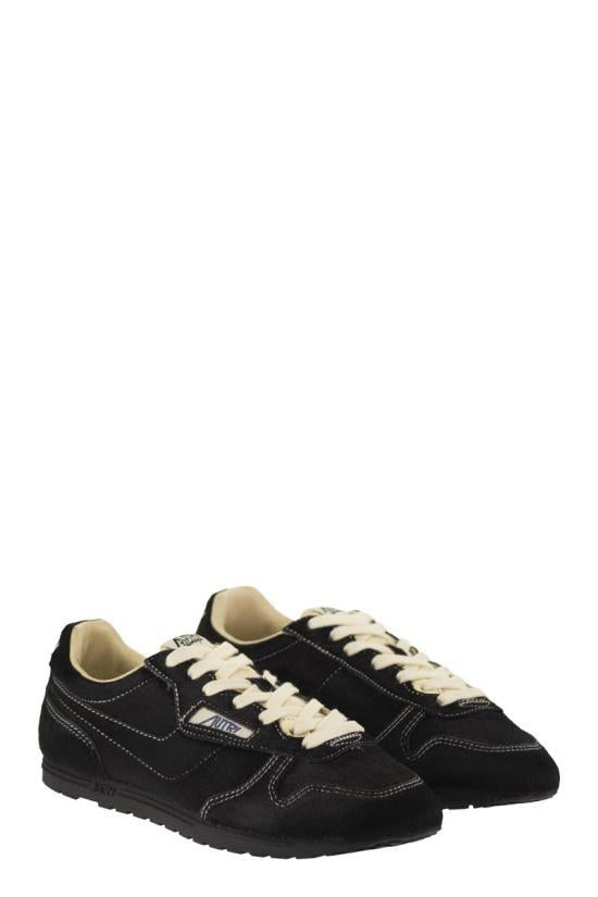 AUTRY Black Leather WINDSPIN Low-Top Sneakers for Women