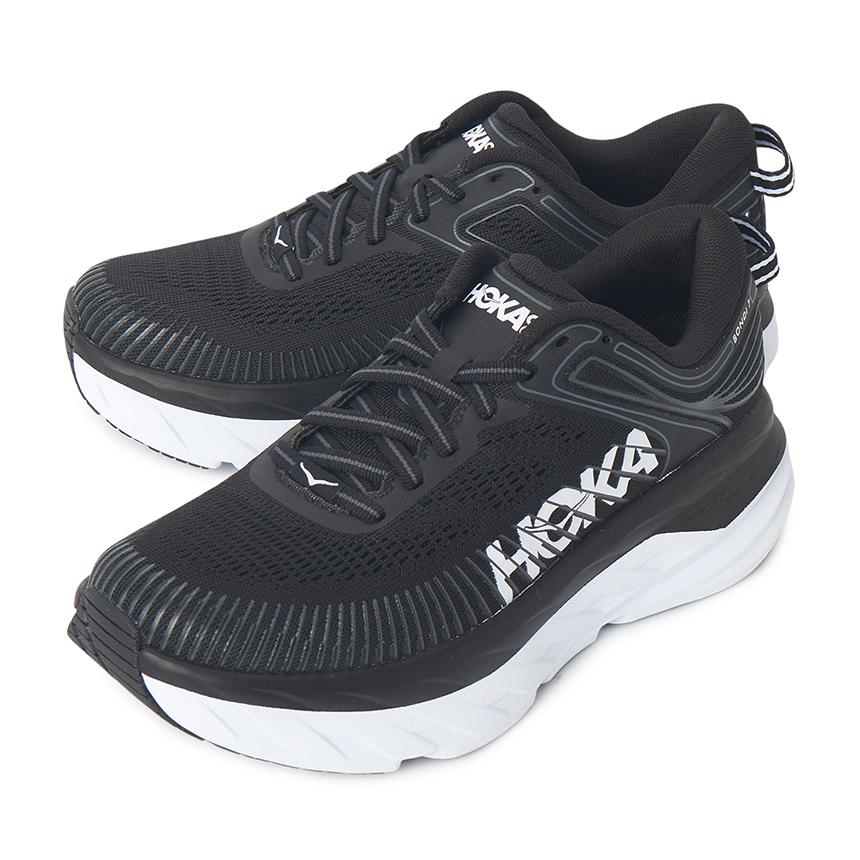 HOKA Bondi 7 Women’s Running Shoes Low-Top Sneakers Black/White