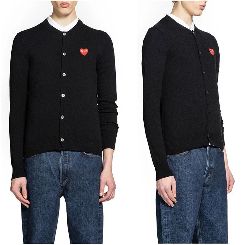 Comme des Garcons Red Heart Knit Cardigan Black Unisex